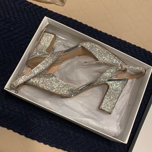 sliver sparkle heels